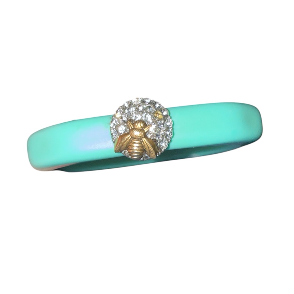 John Wind Turquoise Bangle With Gold Bee Accent